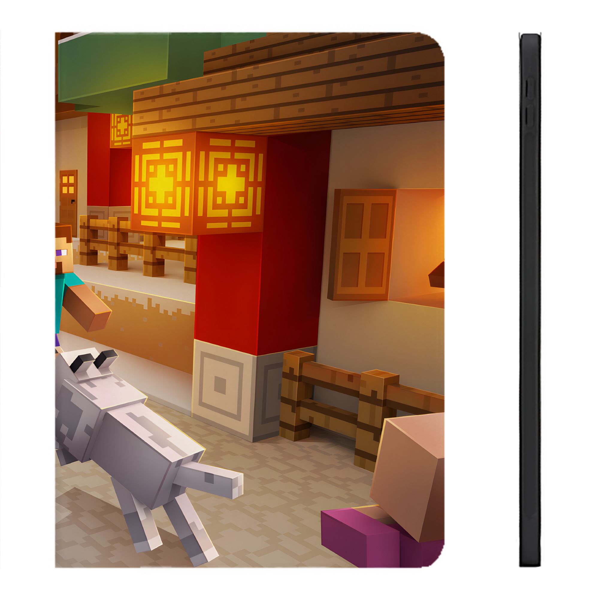 （画像用） マインクラフト ブロックの世界 Minecraft MC Block world IPadケース ペンホルダー付き ブックスタイルデザイン
